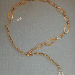 Lg 1" Rhinestone CC Repurpose/Upcycle Turnlock Zip Charm💗Gold Chain Belt S/M